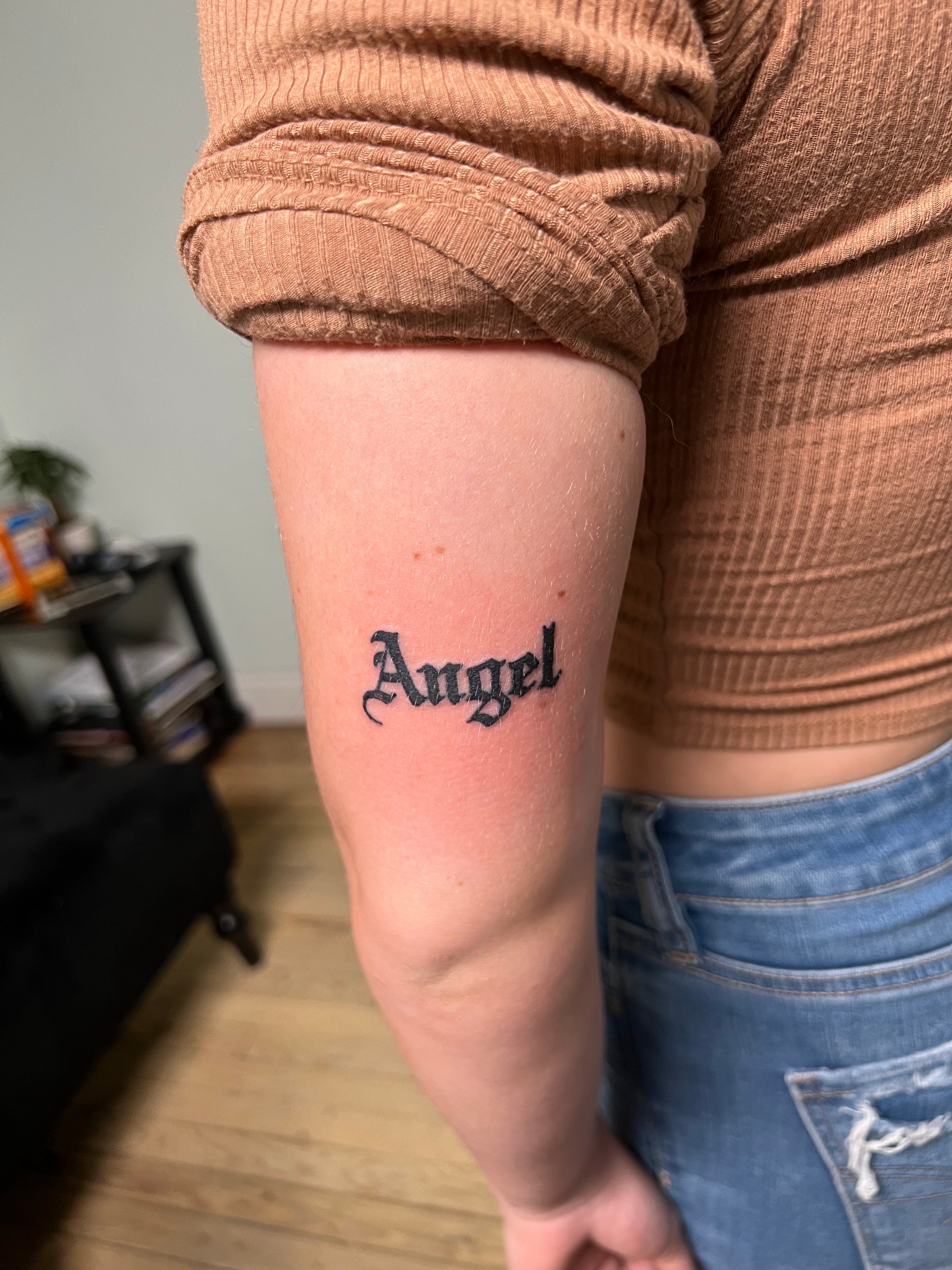 Angel Word Tattoo